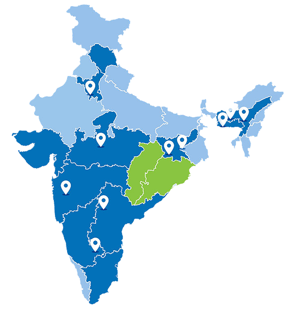 Map showing presence across India