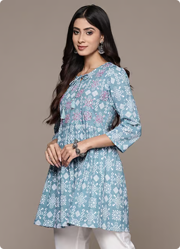 Blue floral kurti